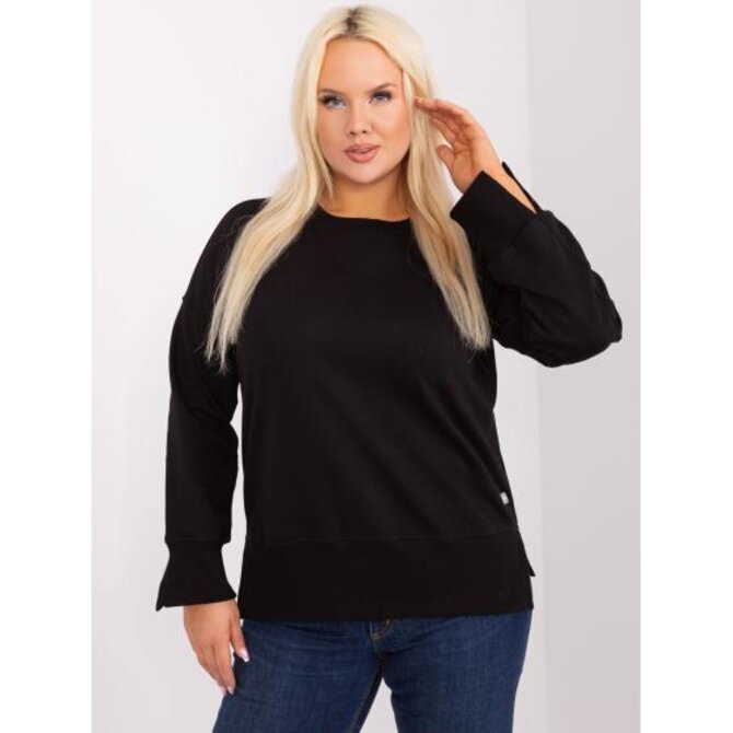 Dámská halenka s rozparky na rukávech plus size WITAS černá Černá, Univerzální