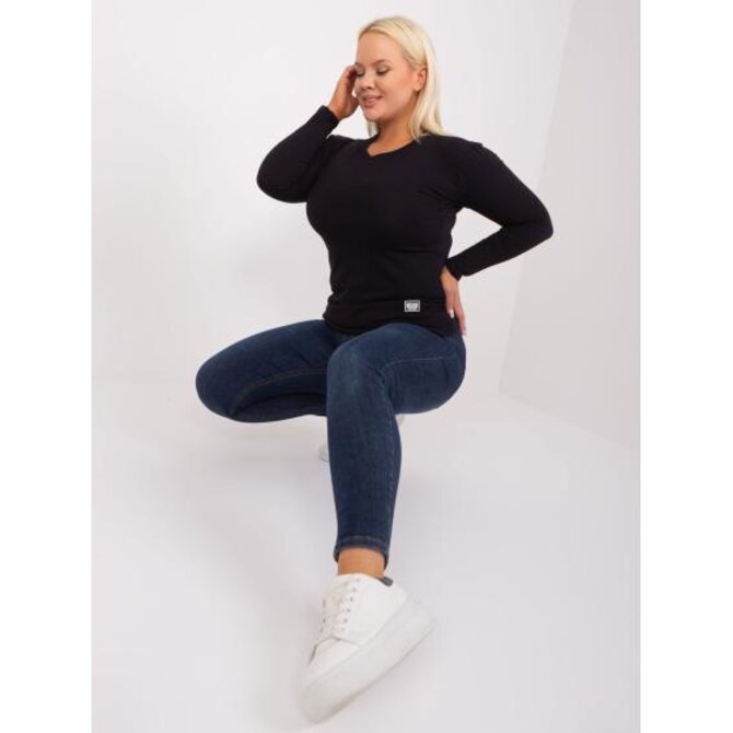 Dámská halenka s dlouhými rukávy plus size DREA černá Černá, Univerzální