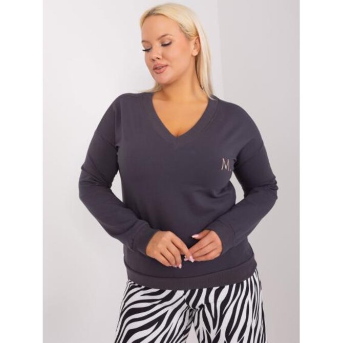 Dámská halenka plus size s nášivkou OVAL grafitová Grafitová, Univerzální