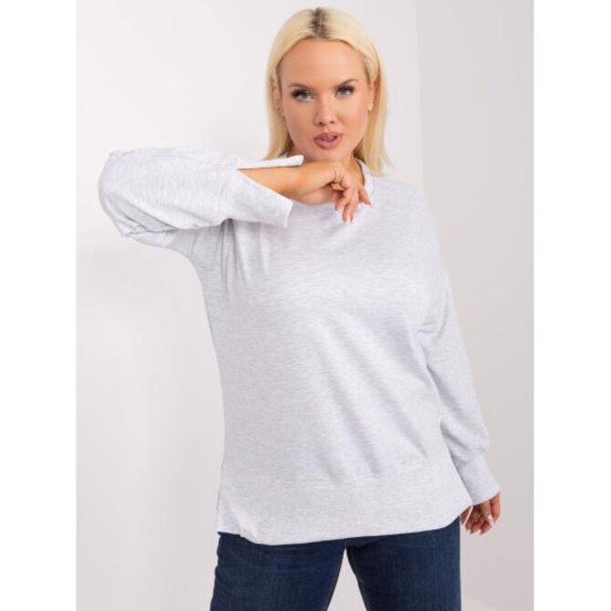 Dámská halenka s rozparky melanžová plus size LOKAS světle šedá Světle šedá, Univerzální