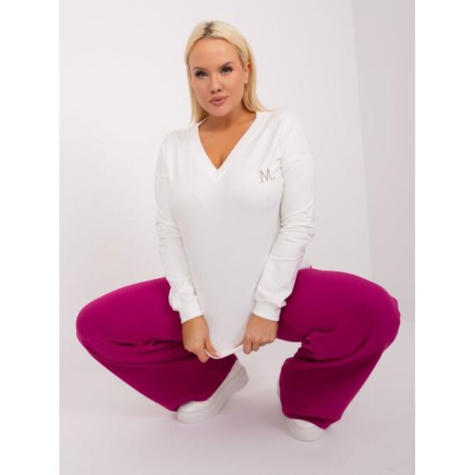 Dámská halenka plus size s žebrovaným lemem MITA ecru Ecru, Univerzální