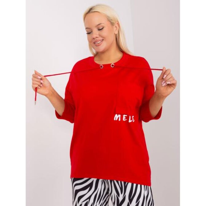 Dámská halenka plus size s kulatým výstřihem SIRA červená Červená, Univerzální