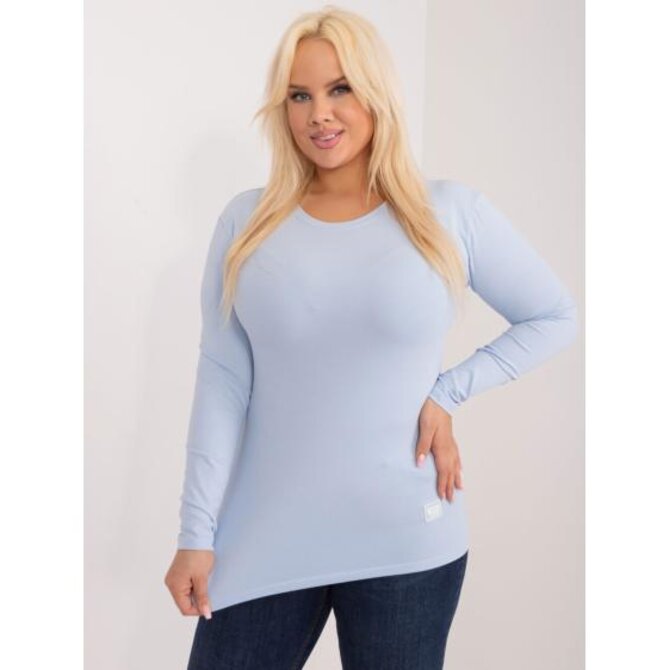 Dámská halenka s nášivkou hladká plus size SOFA světle modrá Světle modrá, Univerzální