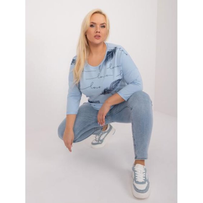 Dámská halenka bavlněná plus size TOKA světle modrá Světle modrá, Univerzální