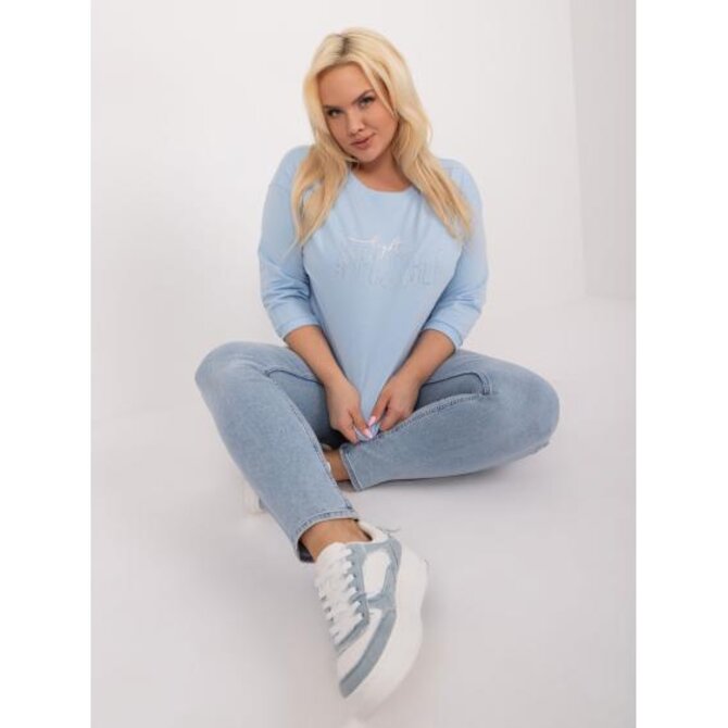 Dámská halenka s rozparky plus size POTA světle modrá Světle modrá, Univerzální