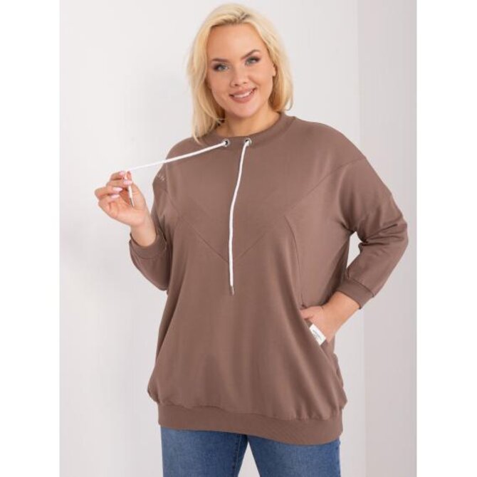 Dámská halenka s kapsami plus size LOVA hnědá Hnědá, Univerzální