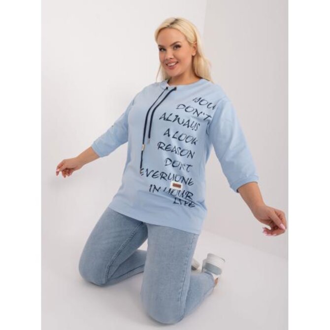 Dámská halenka s 3/4 rukávy plus size JIMA světle modrá Světle modrá, Univerzální