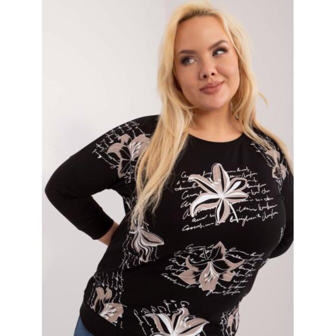 Dámská halenka s kulatým výstřihem plus size TORA černá Černá, Univerzální