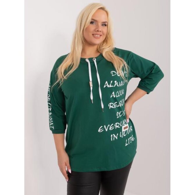 Dámská halenka s potiskem plus size WERA tmavě zelená Tmavě zelená, Univerzální