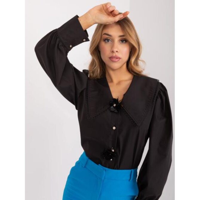 Dámská košile s ozdobným límcem černá Černá, L/XL