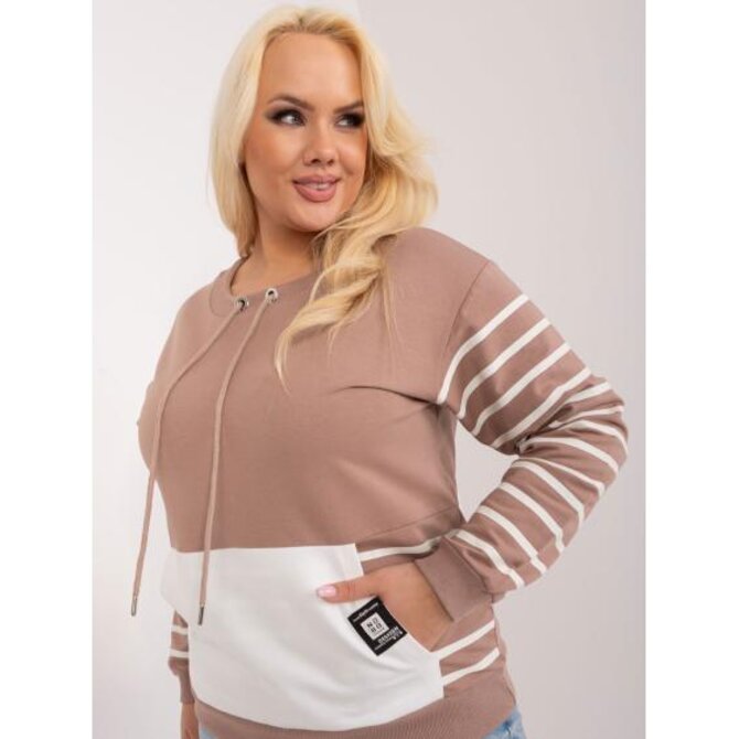 Dámská halenka plus size se zavazováním tmavě béžová Vícebarevný, Univerzální