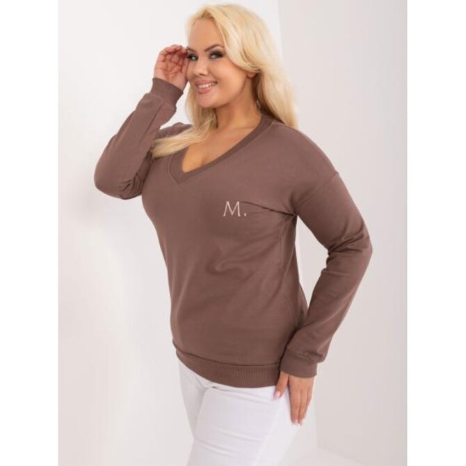 Dámská halenka plus size s výstřihem do V hnědá Hnědá, Univerzální