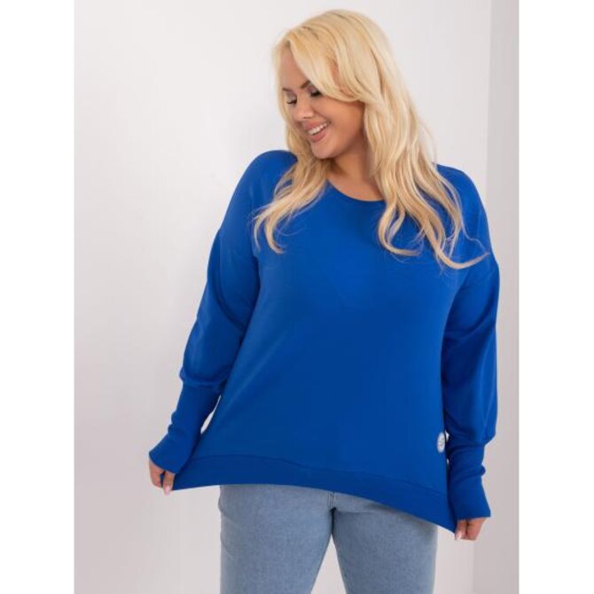 Dámská halenka plus size s manžetami kobaltová Modrá, Univerzální