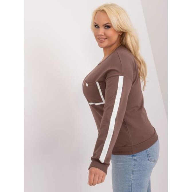 Dámská halenka plus size s kapsami hnědá Hnědá, Univerzální