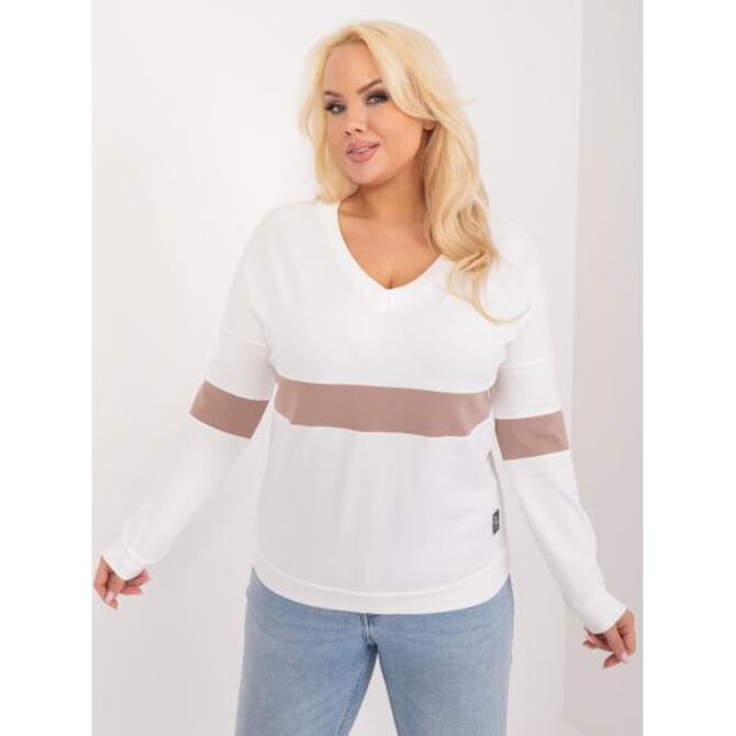 Dámská halenka plus size s dlouhými rukávy ecru Ecru, Univerzální