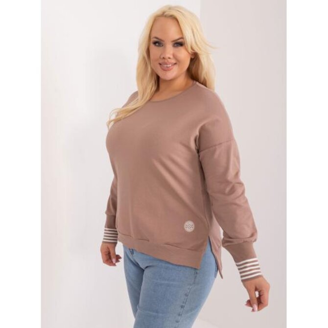 Dámská halenka plus size s rozparky tmavě béžová Vícebarevný, Univerzální