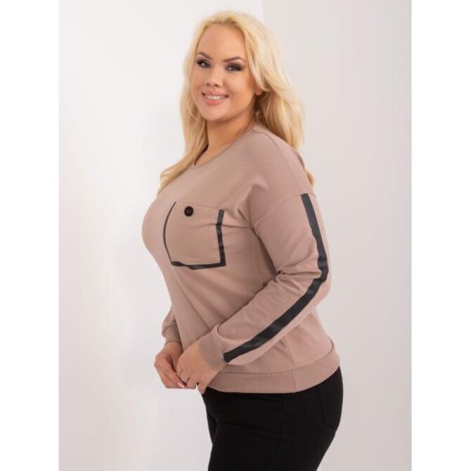 Dámská halenka plus size z bavlny tmavě béžová Vícebarevný, Univerzální