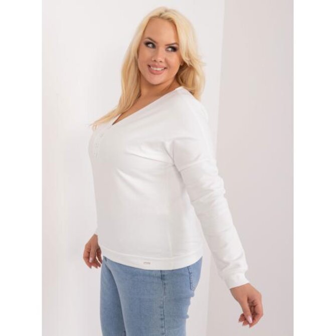 Dámská halenka plus size s výstřihem do V ecru Ecru, Univerzální