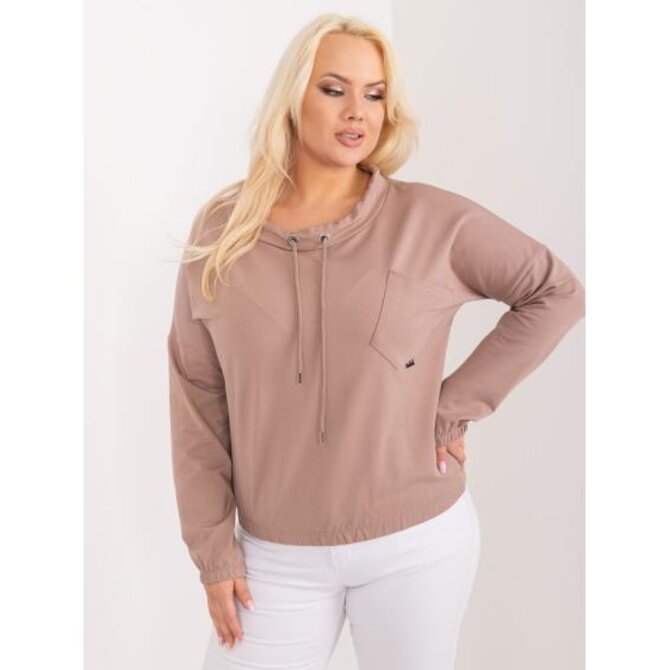 Dámská halenka plus size s kapsičkou světle hnědá Hnědá, Univerzální
