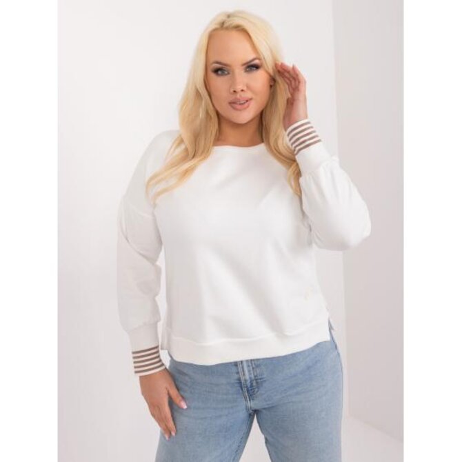 Dámská halenka plus size s kulatým výstřihem ecru Ecru, Univerzální