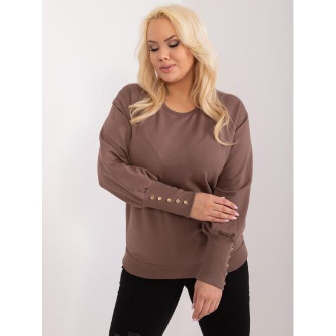 Dámská halenka plus size s buffovými rukávy hnědá Hnědá, Univerzální