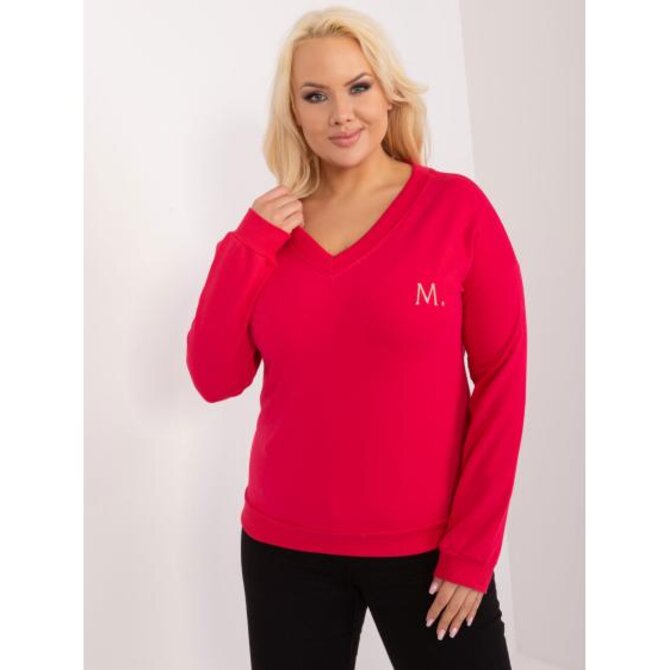 Dámská halenka plus size v ležérním střihu červená bavlněná Červená, Univerzální