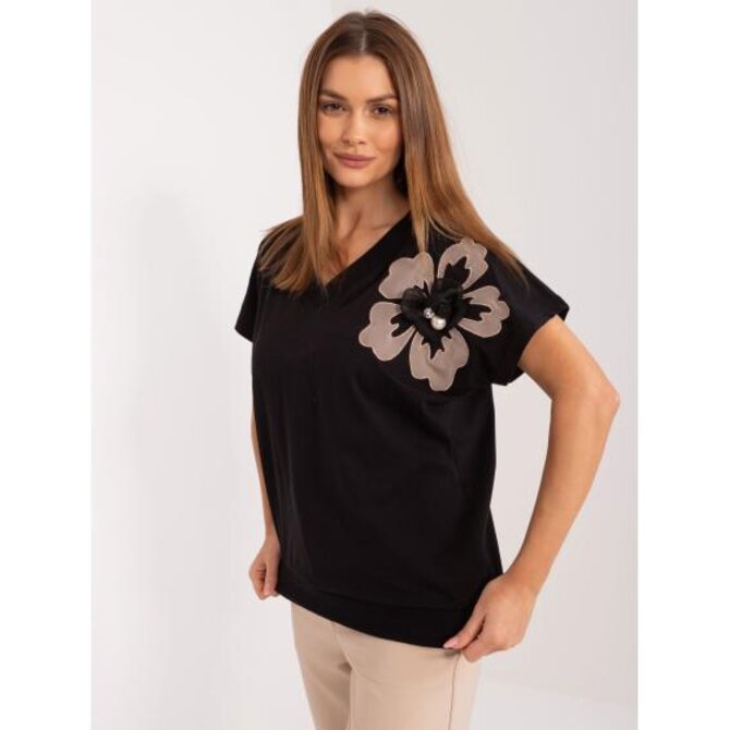 Dámská halenka s aplikacemi BASIC FEEL GOOD černá Černá, S/M