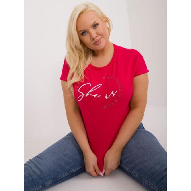 Dámské tričko s nápisem plus size červené Červená, Univerzální