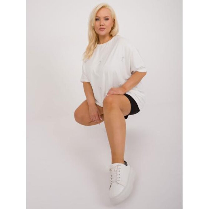 Dámská halenka plus size s krátkými rukávy ecru Ecru, Univerzální