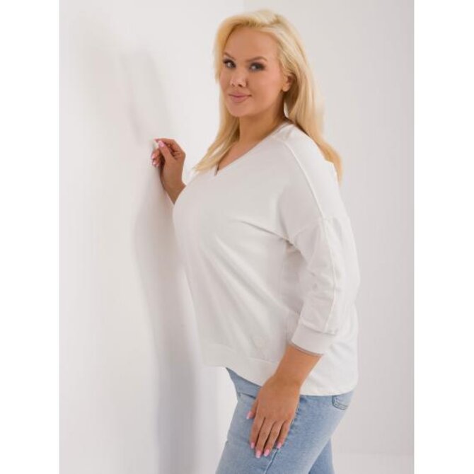 Dámská halenka bavlněná plus size s výstřihem do V ecru Ecru, Univerzální