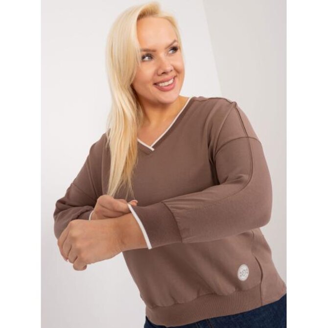 Dámská halenka plus size s manžetami hnědá Hnědá, Univerzální