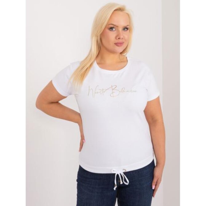 Dámská halenka plus size s kulatým výstřihem bílá Bílá, Univerzální
