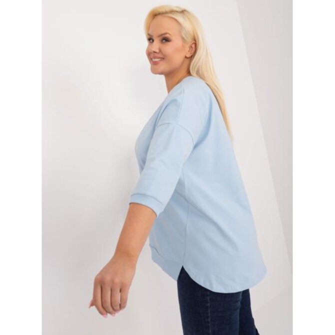 Dámská halenka plus size s rozparky světle modrá Světle modrá, Univerzální