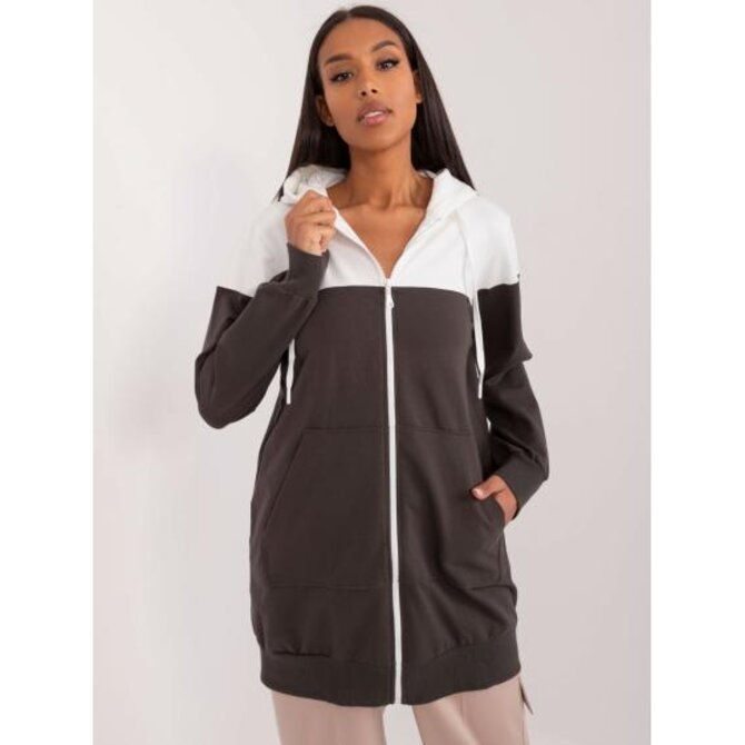 Dámská mikina basic s kapsami ecru-khaki Khaki, S/M