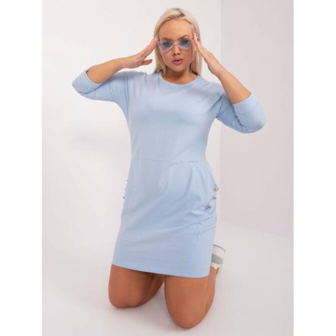 Dámské šaty bavlněné plus size světle modré Světle modrá, Univerzální