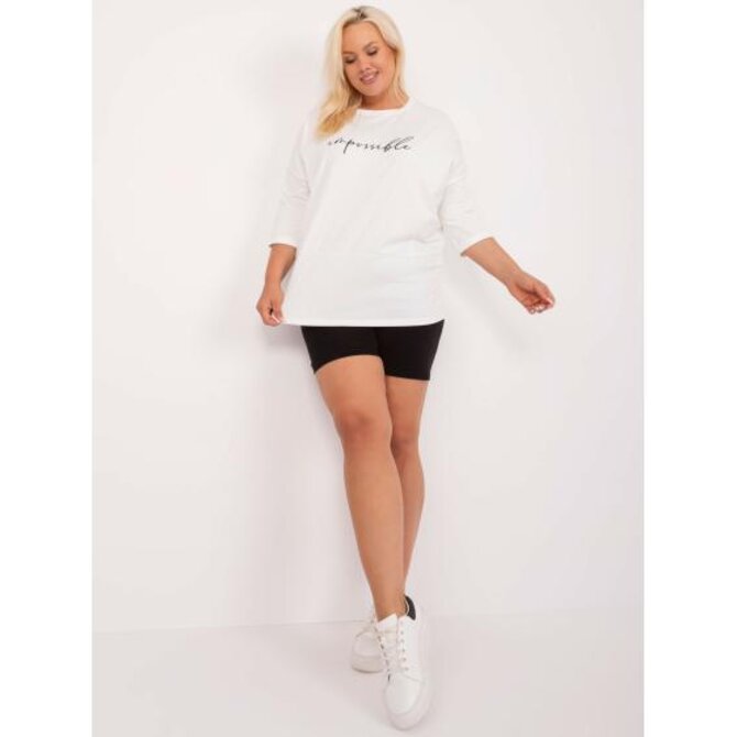 Dámská halenka plus size bavlněná s aplikací ecru Ecru, Univerzální