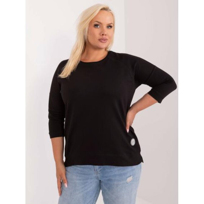 Dámská halenka plus size bavlněná pro každodenní nošení černá Černá, Univerzální