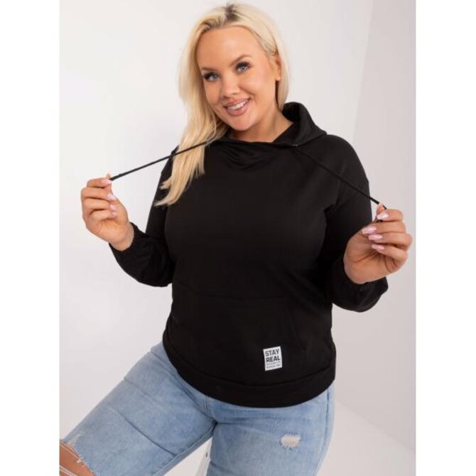 Dámská halenka plus size bavlněná s klokankou černá Černá, Univerzální