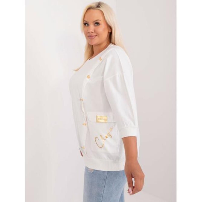Dámská halenka plus size bavlněná s aplikací ve tvaru srdce ecru Ecru, Univerzální