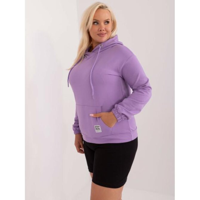 Dámská halenka plus size bavlněná s přední kapsou a potiskem fialová Fialová, Univerzální