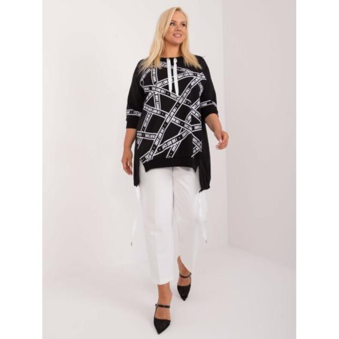 Dámská halenka plus size s 3/4 rukávy černá Černá, Univerzální