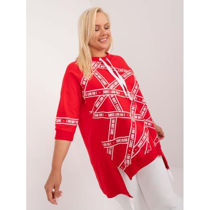 Dámská halenka plus size s delšími zády bavlněná červená Červená, Univerzální