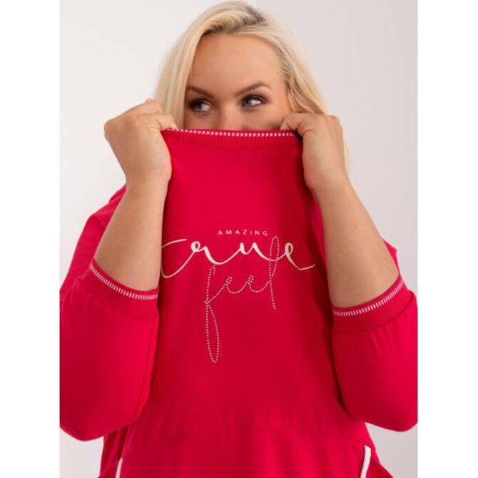 Dámská halenka plus size s aplikacemi červená Červená, Univerzální