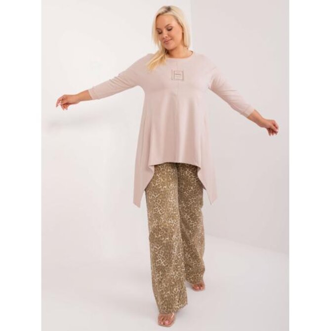 Dámská halenka plus size s kulatým výstřihem béžová Béžová, Univerzální