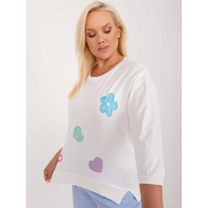 Dámská halenka plus size s rozparky ecru Ecru, Univerzální
