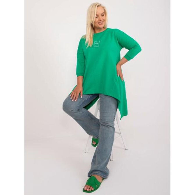 Dámská halenka plus size s kapsami s nášivkami zelená Zelená, Univerzální