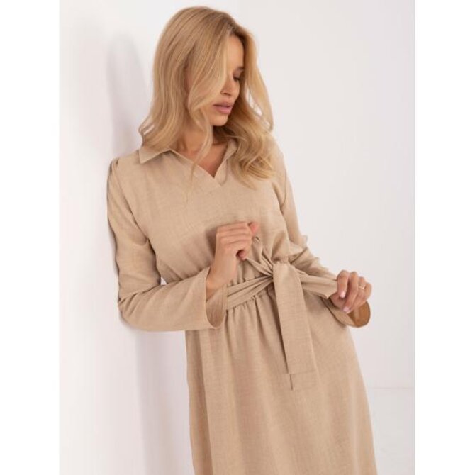 Dámské šaty s 3/4 rukávy béžové Béžová, L/XL