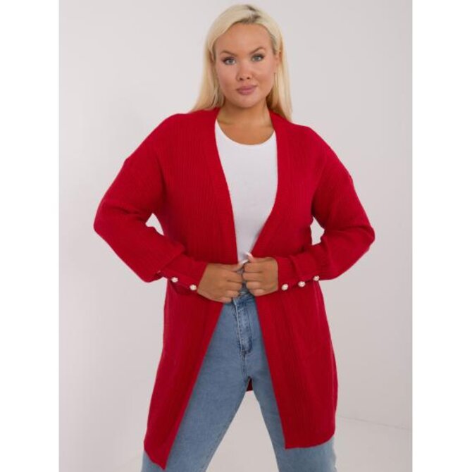 Dámský svetr s viskózou plus size černý Červená, XXL/XXXL