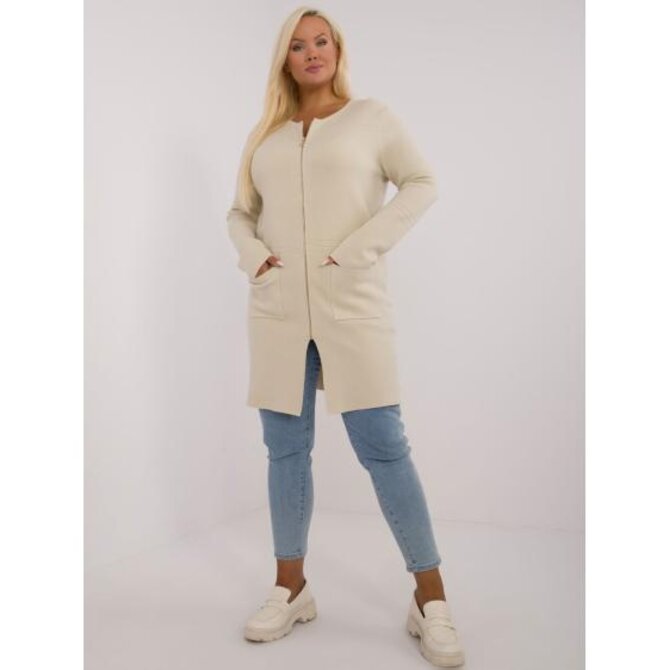 Dámský svetr plus size světle béžový Béžová, XXL/XXXL