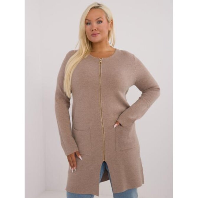 Dámský svetr plus size s viskózou tmavě béžový